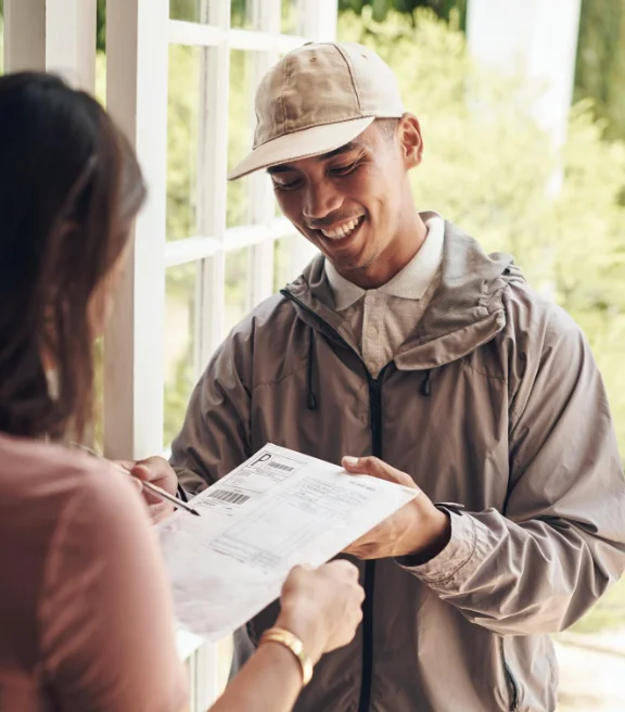 Man delivering supplies to homeowner